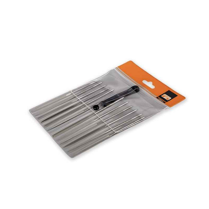 Set of 12 needle files Bahco bastard cut