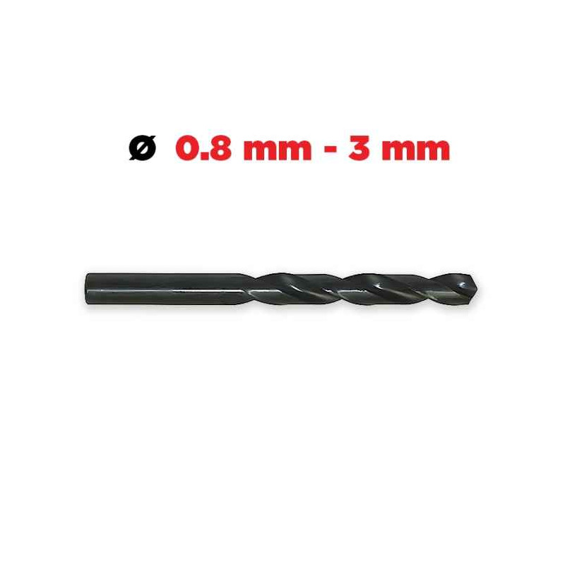 FORETS HSS 960 acier rapide Ø 0.8 à 3.0 mm.