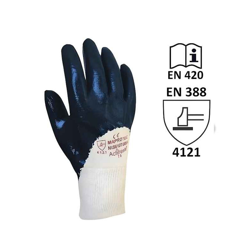 NITRILE GANTS coated cotton support - Aerated back